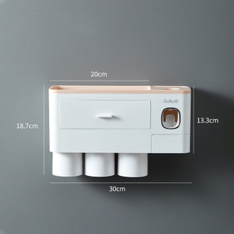 Toothbrush Holder with Toothpaste Dispenser - Bathroom Organizer