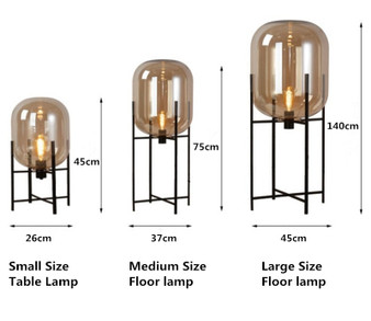 Modern Glass Lamp on Finished Iron Stand