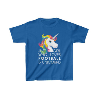 Girls T-Shirt - Just a girl who loves football and unicorns