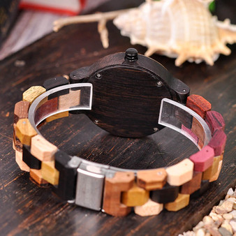 Wooden BOBO BIRD Bamboo Watch Mens Quartz Wristwatch Date & Day Display - Gift Box-P14-1