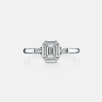 Emerald cut sterling silver Engagement Ring