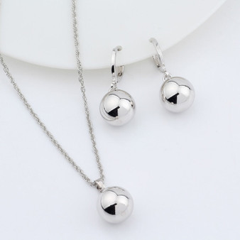 Geometric Spherical Ball  Necklace and Dangle Earrings Set
