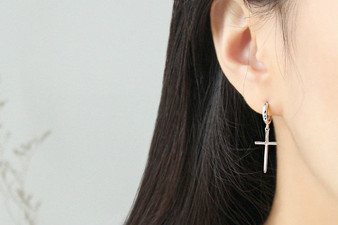 Sterling Silver Cross Dangle Earrings