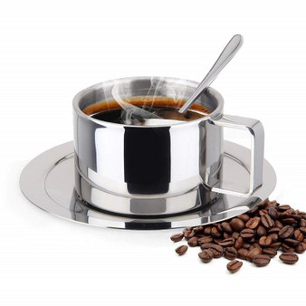 Stainless Steel Coffee Cup for Espresso and Latte with Spoon
