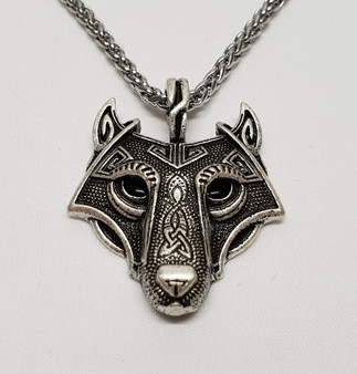 Norse Viking Wolf Head Pendant - Silver Color