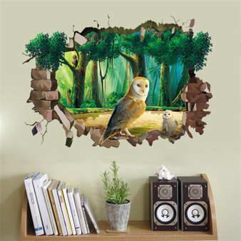 3D Cartoon Animal Owl Wall Decal