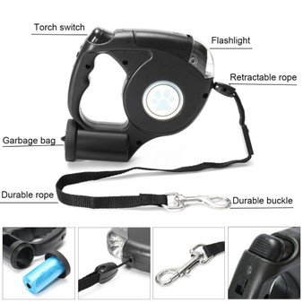 3 in 1 LED Pet Leash with Garbage Bag