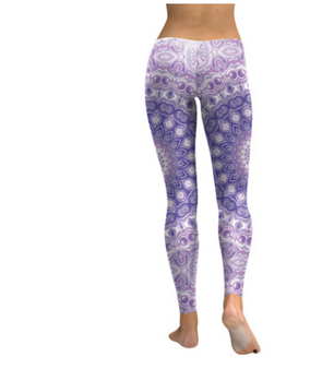 Light Purple and White Mandala Yoga Leggings