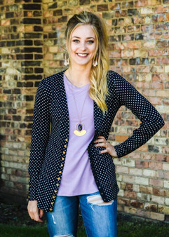 Navy Dot Snap Cardigan