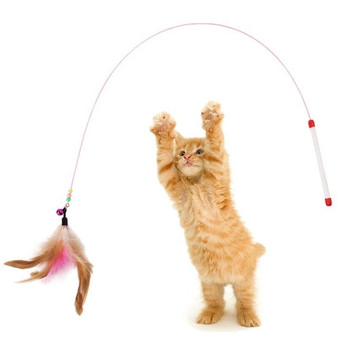 Cat Interactive Toy Stick, Feather, Wand, With Small Bell Mouse Cage