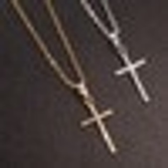 Simple Smooth Crucifix Cross Pendant Necklace Yellow Gold