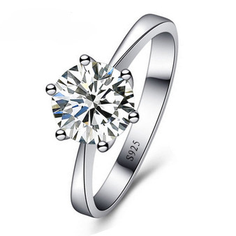 Silver Engagement Rings  - Cubic Zirconia Ring for Women