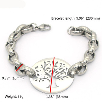 Stainless Steel Tree of Life Bracelet & Pendant Necklace Set