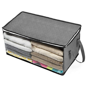 Non-Woven Fabric Folding Storage Bag with Zipper Dustproof Moisture-proof Clothes Quilt Storage Case Holder Organizer Save Space