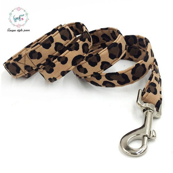 Leopard Print Dog Bowtie and Leash Set