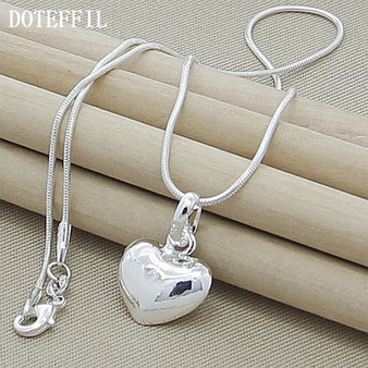 925 Silver Color Necklace Jewelry Heart Pendant