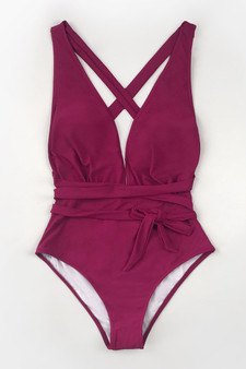 RED DEEP V-NECK ONE-PIECE SWIMSUIT