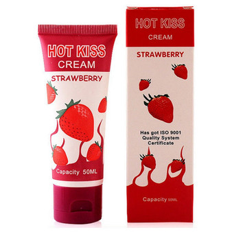 Hot Love Kiss Edible Fruit Oil Strawberry Flavor Cream 50ml Body Lubricants Oil Sex Lube Oral Sex Lubricant