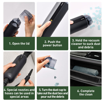 A2 Car Vacuum Cleaner Mini Handheld Auto Vacuum Cleaner with 5000Pa Powerful Suction For Home & Car & Office