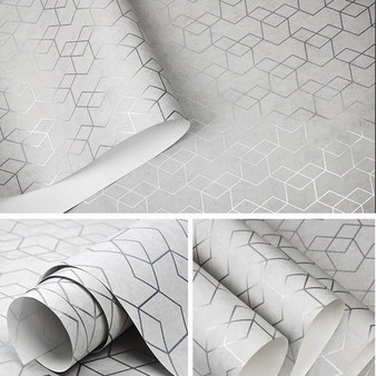 Luxury Black Gray Wallpaper Geometric Metallic Shapes Deluxe Solid Color Wall Paper For Living Room Bedroom Home Office Decor