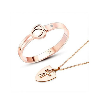Lock & Key Stainless Steel Bracelet and Necklace Set