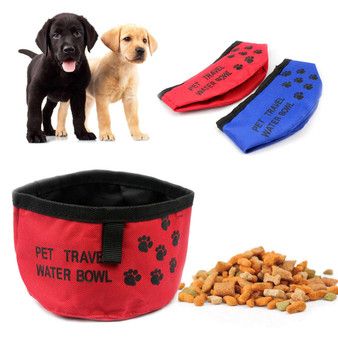 Folding Collapsible Travel Pet Dog Cat Puppy Food Water Bowl Dish Oxford Fabric Outdoor Dog Feeder