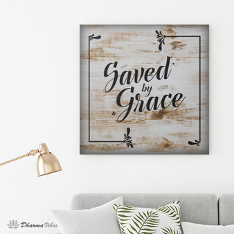 Saved By Grace Faith Canvas Art (Framed & Stretched Ready-to-Hang)