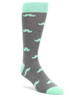 Mint & Gray Mustache men's Dress Socks