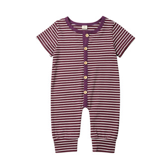 Striped Button Down Baby Romper- Unisex- More Colors