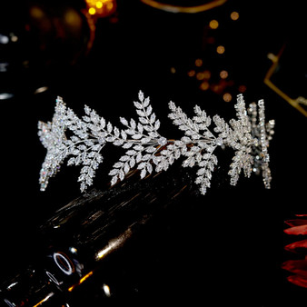 Fashion Crystal Leaf Hair Band Bridal Wedding Tiara Headband Accessory