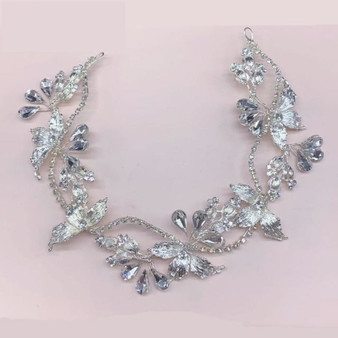 Elegant Silver Color Flower Wedding Hair Vine Bridal Headband