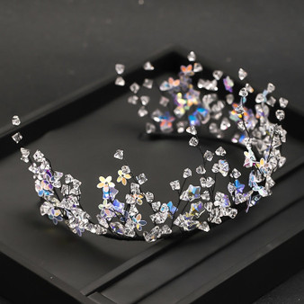 Trendy Stars Crystal Headband Bridal Wedding Tiara  With Earrings