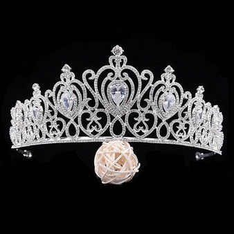 Baroque Heart Shaped Crystal Gold/Silver Tiara Crown Princess Wedding