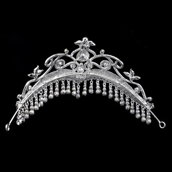 Long Rhinestone Crystal Drop Tassel Crown  Bridal Wedding Hair Accessory