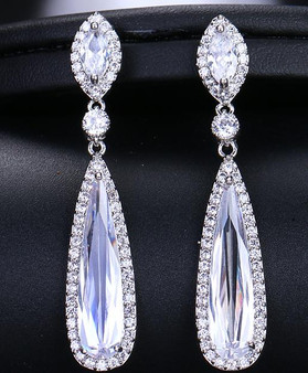 Crystal Long Drop  CZ Earrings For Women Wedding Jewelry