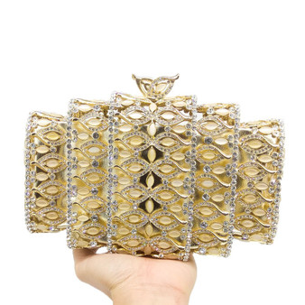 Dazzling Gold or Silver Crystal  Evening Bags Hollow Out Stones Beaded Wedding Clutch Bridal Diamond Minaudiere Purse