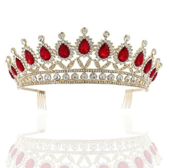 9 Colors! Baroque Big Rhinestone Crystal Beaded Headband Tiara Crown