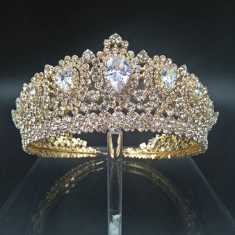 Zirconia Crystal Wedding or Pageant Crown Diadem Tiara