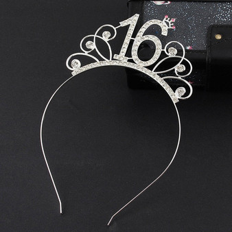 Sweet 16 Birthday Crown Rhinestone Tiara Headband Girl Hair Accessories 16th Birthday Party Hat Decoration Favor Gift