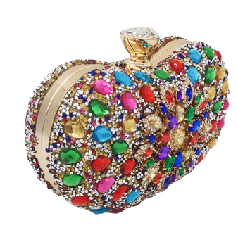 Boutique Multicolored Diamond  Clutch Evening Bags  Crystal Flower Handbag