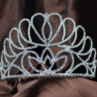 Floral Tiara Handmade Clear Crystal Crown Austrian Rhinestone Pageant Prom Crowns