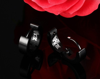 Black Stainless Steel Women's/Men's Laser Dragon Earrings