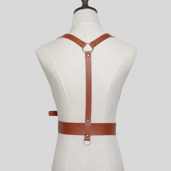 Double Leather Harness Waist Belt with Suspenders