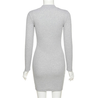 Ribbed Corset Long Sleeve Bodycon Mini