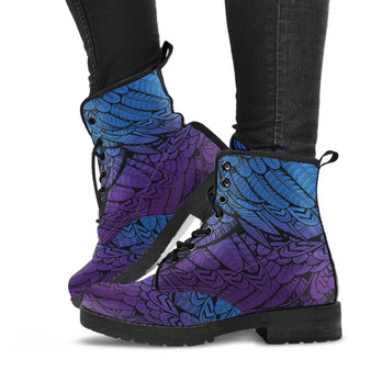 Purple Blue Boho Feather Boots