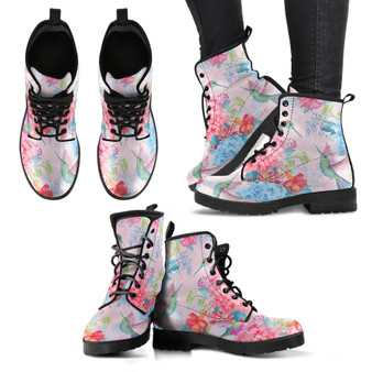 Handcrafted Pastel Pink Hummingbird Boots