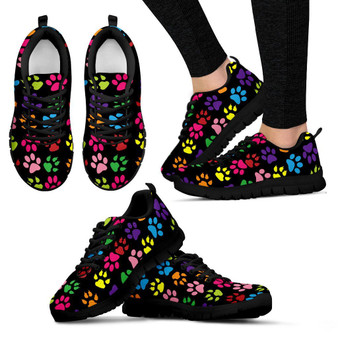Mixed Colors Paw Prints Women's Sneakers