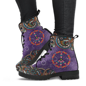 Purple Peace Paisley Handcrafted Boots
