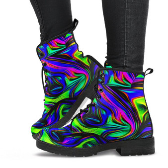 Funky Fractal Art Handcrafted Boots