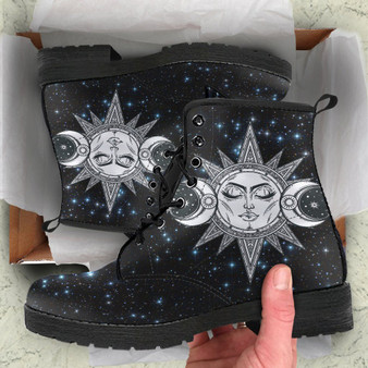 Starry Sun and Moon Handcrafted Boots